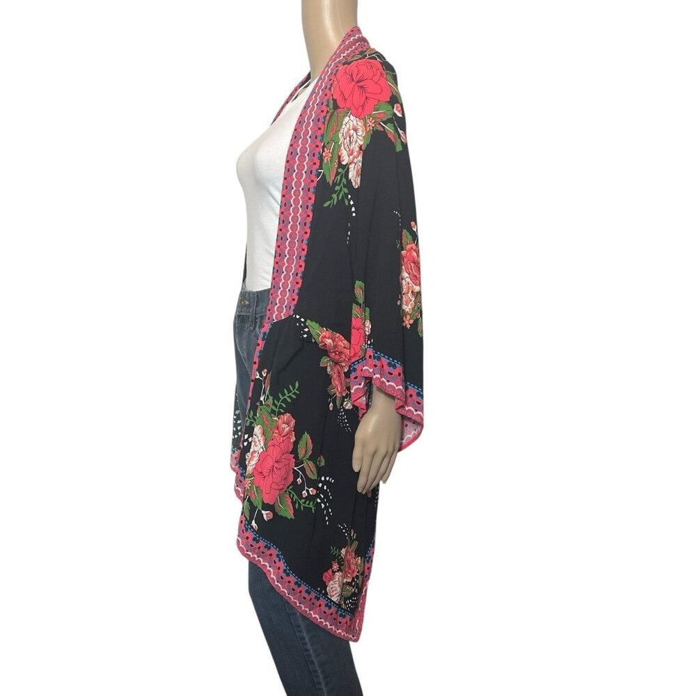 Anthropologie Flying Tomato Kimono Women's Size S/M Floral Cover Up Boho Bohemio - Picture 2 of 8